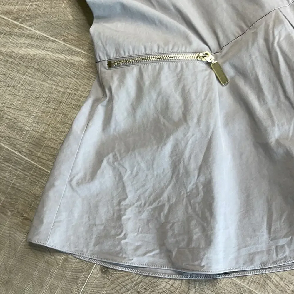 BIRD JUICY COUTURE Gray Strappy Sleeveless Mini Dress Zipper Pockets Women’s XS